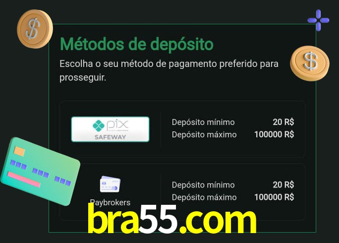 O cassino bra55.com oferece uma grande variedade de métodos de pagamento